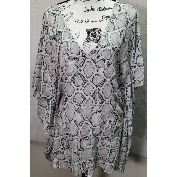VIX Paula Hermanny Cover Up Women Small White Snake Print Sleeveless V Neck Logo - Picture 1 of 11